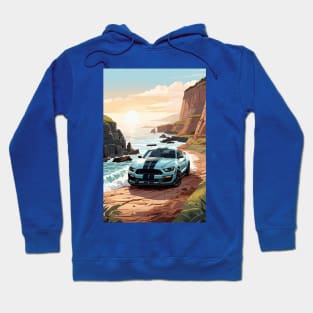 Modern American GT 500 Muscle Car Blue and Black Poster Hoodie